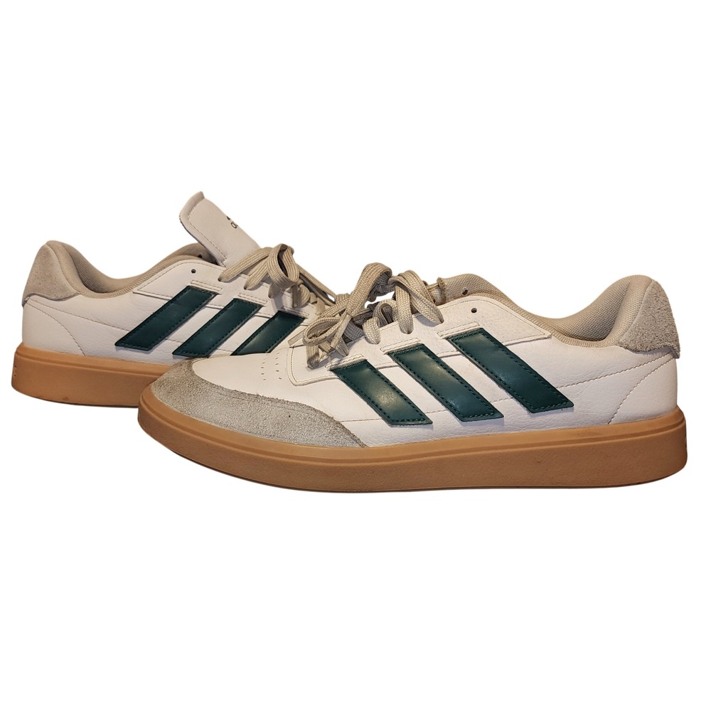 Adidas Courtblock Sneakers White Green Suede Sole Lace Up Men's Size 11 Athletic